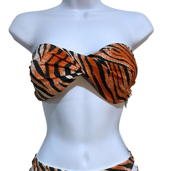 L*Space For The African Wildlife Foundation Tiger Print Cut-Out Bikini Size L - Picture 3 of 16